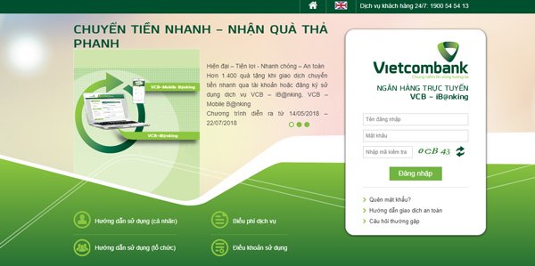 Cách lấy lại tên đăng nhập Internet Banking Vietcombank 